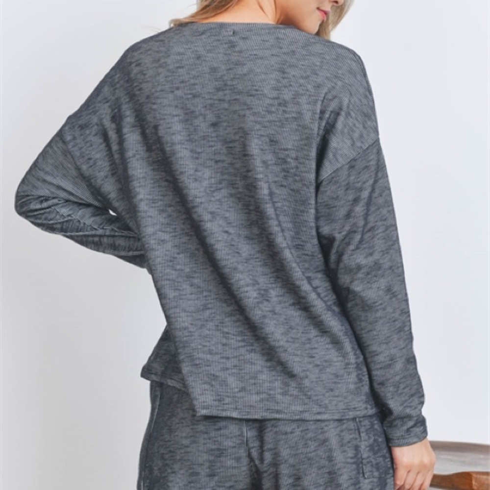 Cotten Blend Winter Pajama shorts set charcoal made in USA - Picture 2 of 8